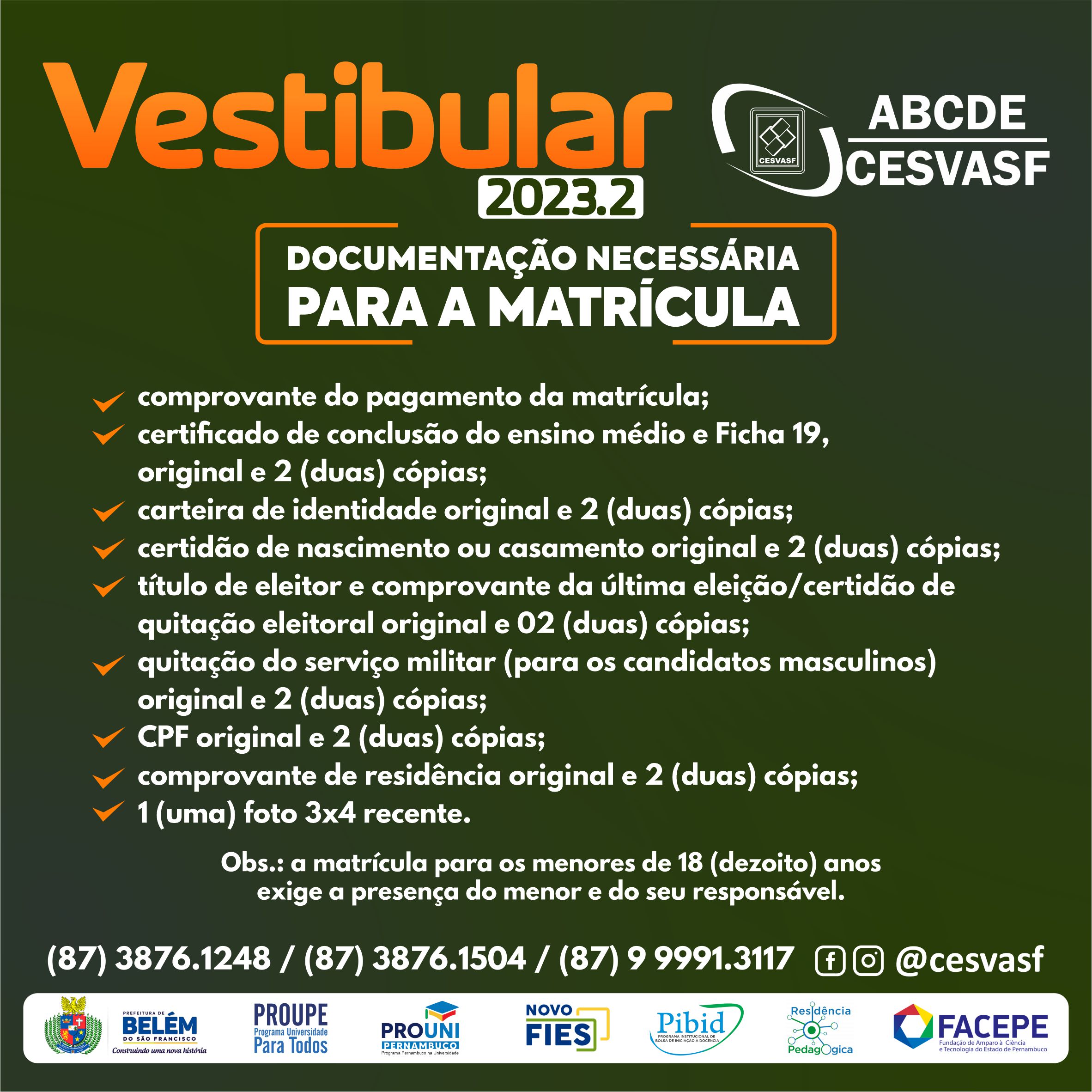 VESTIBULAR 2023 2 CESVASF